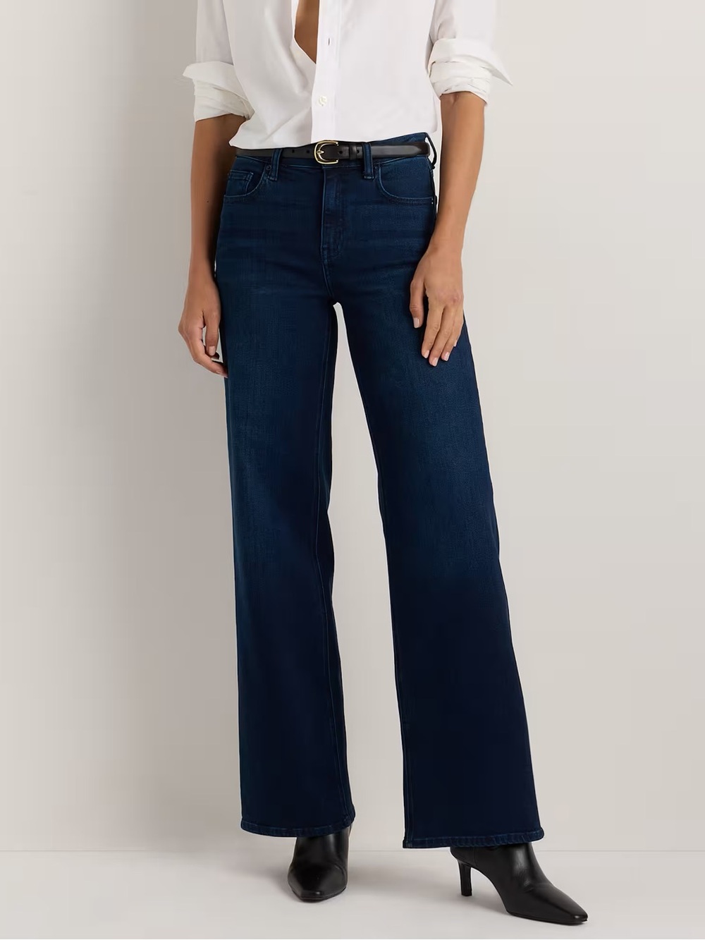 Quince Bella Stretch Wide Leg Jeans Deep Sea Blue Size 27